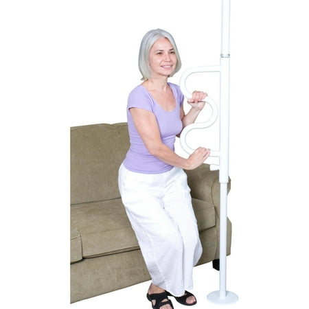 Stander Security Pole and Curve Grab Bar - Tension Mounted Pole and Rotating Handle