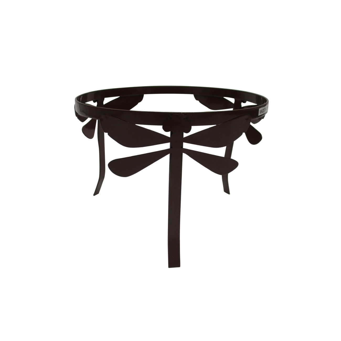 Stainless Steel Gazing Mirror Ball Metal Pedestal Stand (Dragonfly Design)