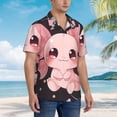 thumbnail image 3 of Fotbe Chibi Axolotl Sakura Fantasy Camisa Hawaiana para Hombre Unisex – Camisa Casual de Verano con Botones de Manga Corta de Algodón y Lino,X-Large, 3 of 7