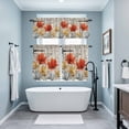 thumbnail image 4 of Vintage Tulip Kitchen Curtains Valances and Tiers Set of 3 Farmhouse Retro Orange Yellow Blue Flower Barn Door Tier Curtains and Valance with Rod Pocket for Small Windows, 27.5"x36", 4 of 9