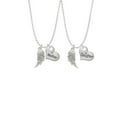 thumbnail image 2 of Delight Jewelry Silvertone Textured Wing Mother & Daughter Heart Necklaces (Set of 2), 19"+2", 2 of 4