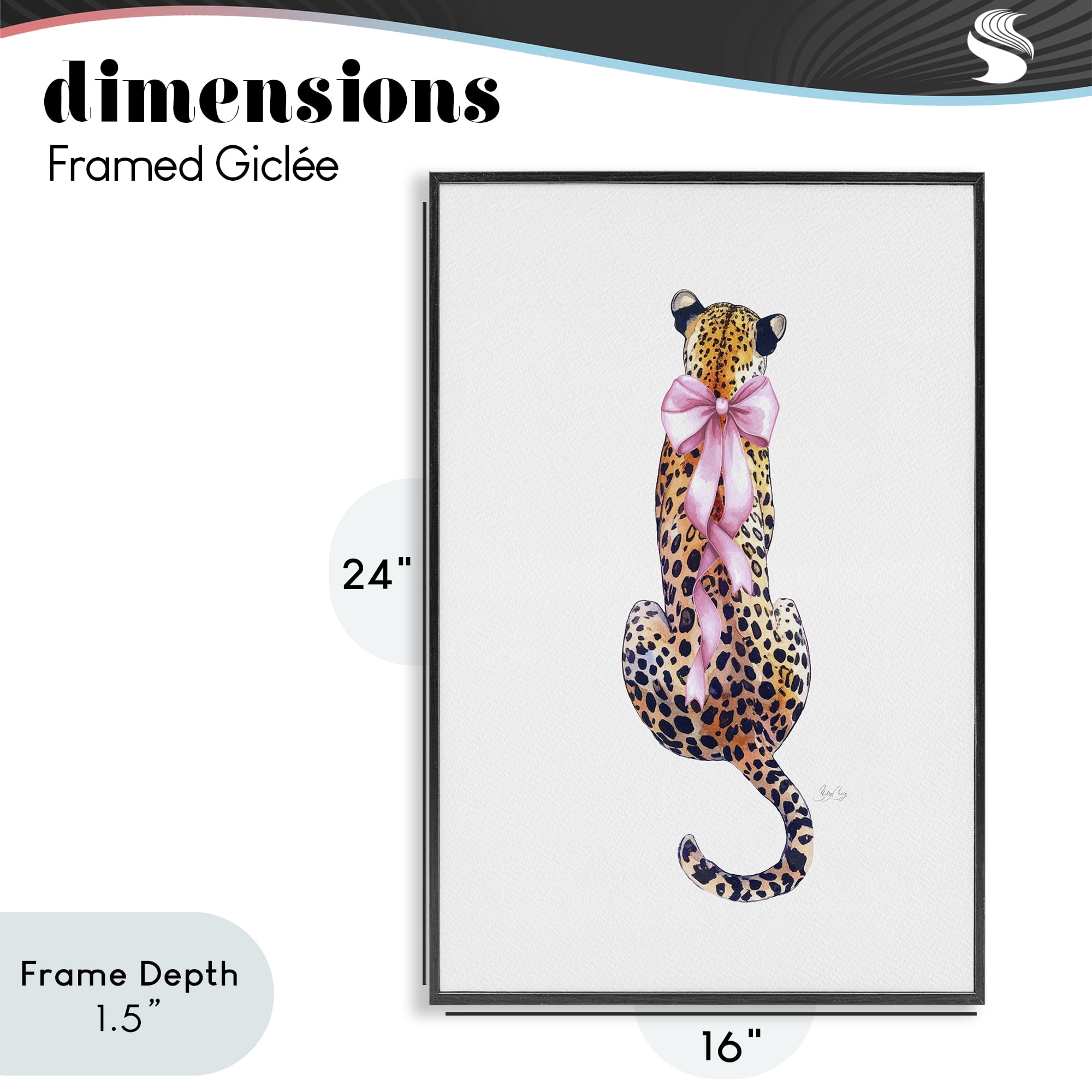 Stupell Industries Poised In Pink Cheetah Black Framed Giclee Art, design by Shelly Craig