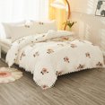 thumbnail image 2 of Bedding Pink roses Duvet Cover White Set with Small Ball Edge Twin Size, 2 of 5