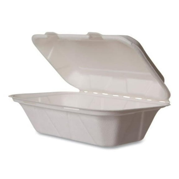 9 x 11 x 2 in. Molded Fiber Clamshell Containers, White - Pack of 250