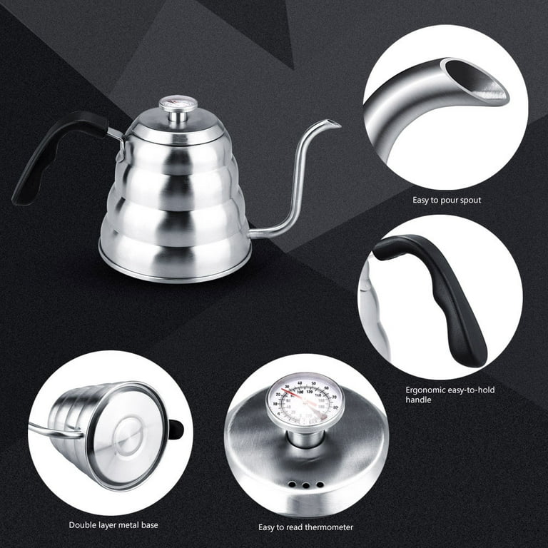 304 Stainless Steel Electric Gooseneck Kettle With Thermometer Lid