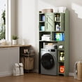 thumbnail image 4 of Walsunny Over the Toilet Storage Cabinets with Doors Side Shelves Toilet Paper Holder Stand Organizer Shelf Rack Space Saver above behind Toilet Freestanding for Bathroom Restroom Laundry Green, 4 of 7