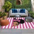thumbnail image 2 of Pink Stripes Outdoor Rug for Patio/Deck/Porch, Non-Slip Large Area Rug 4 x 6 Ft, Cartoon Funny Bow Girl Vertical Striped Indoor Outdoor Rugs Washable Area Rugs, Reversible Camping Rug Carpet Runner, 2 of 8