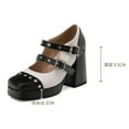 thumbnail image 4 of HAOTAGS Women Classic Mary Jane,Closed Toe High Heel Thick-Soled Chunky Color-blocked Dress Shoes Black 7.5, 4 of 7