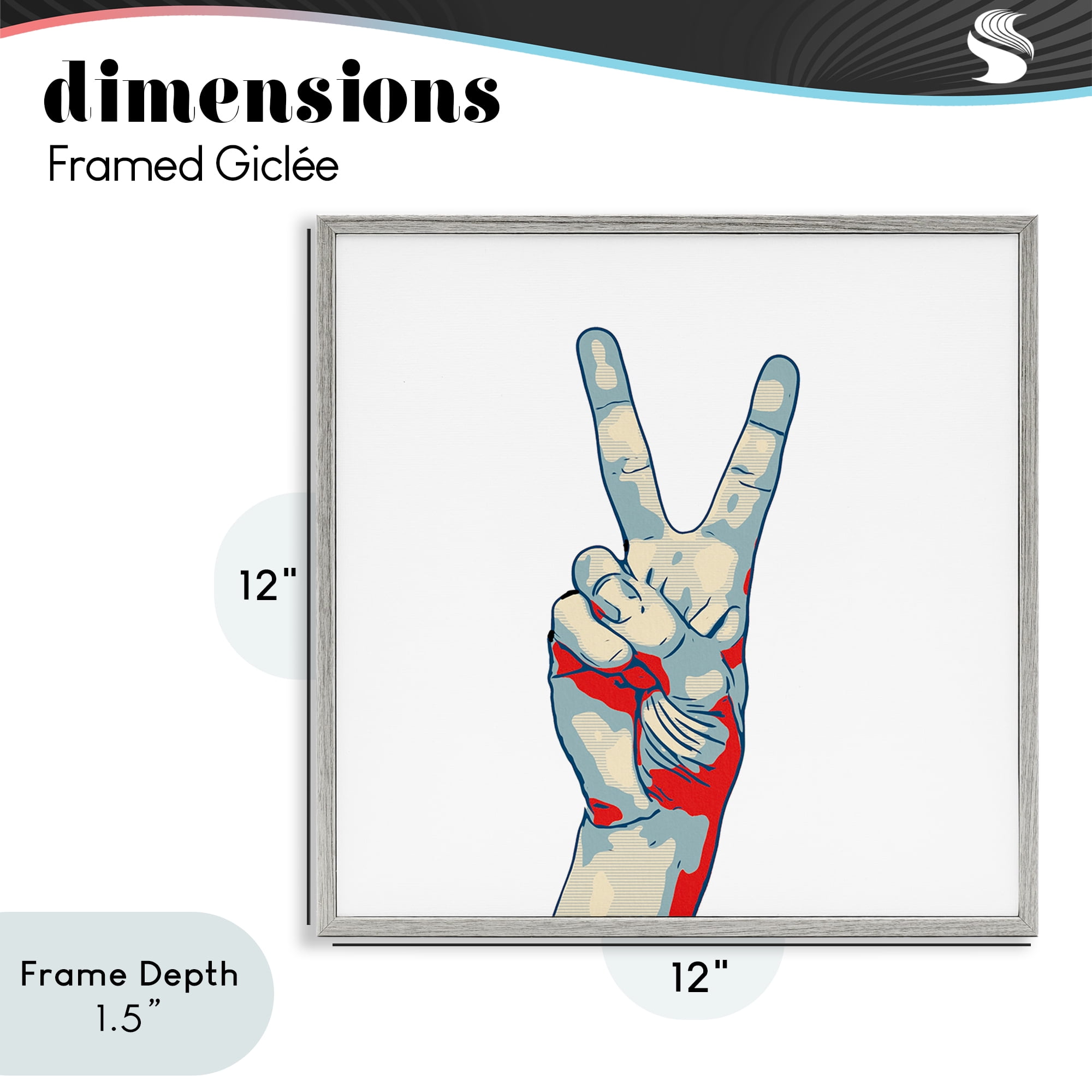 Stupell Industries Pop Style Peace Gesture Gray Framed Giclee Art, design by Kim Curinga