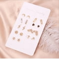 thumbnail image 2 of PENGXIANG 9Pcs Earrings Studs Variety, Bohemian Cross Heart Stars Moon Gold Square Earring Honeymoon Crystal Stud Earrings Kit for Women Fashion Jewelry, 2 of 5