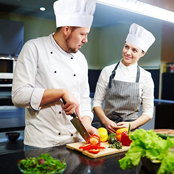 2 Toques De Chef Réglables Unisexe - Noir Et Blanc Pour Cuisine, Restaurant Ou école Hôtelière