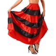 thumbnail image 2 of TiaoBug Womens Girls Layered Ruffles Skirt Belly Dance Spain Flamenco Gypsy Bull Dance Performance Type A 180 Degree One Size, 2 of 5