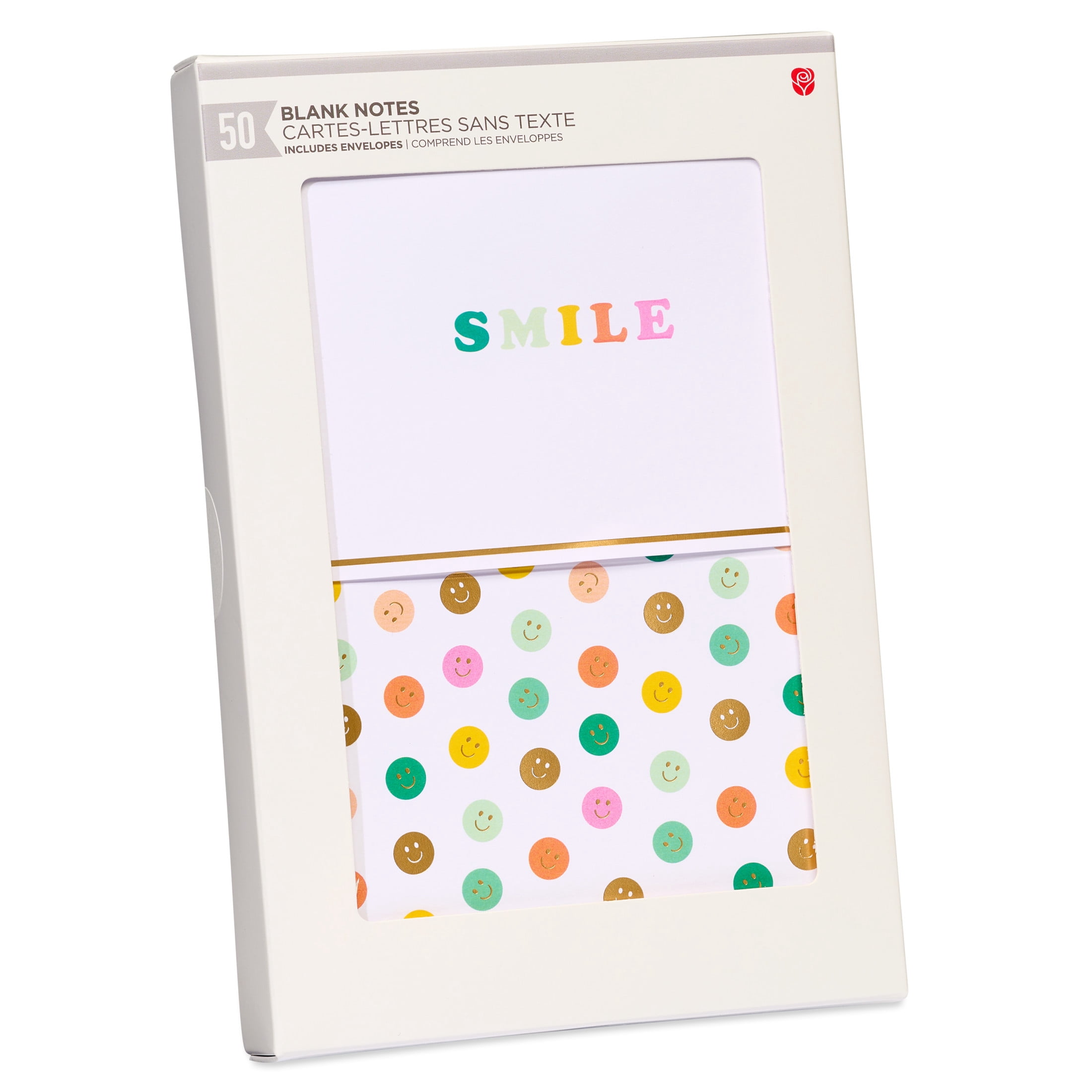 American Greetings All Occasion Stationery Note Multi-pack, Smile, Dots (2-Designs, 50-Count)