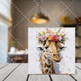 thumbnail image 2 of Giraffe With Floral Wreath Decorative Wooden Box Sign Giraffe Gifts Funny Bathroom Signs Decor Decorative Home Décor Woodland Animal Art Home Office Desk Shelf Decor Square 5x5 In, 2 of 5