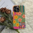 thumbnail image 5 of Case for iPhone 12 iPhone 12 Pro, Retro Colorful Geometric Flower Vintage C Design Hybrid Dual Protection Soft TPU Hard PC Shockproof Anti-Scratch Cover Men Women Stylish Protective Phone Case, 5 of 6