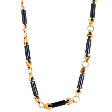 Reinforcements Two-Tone Gold and Black Necklace in Stainless Steel