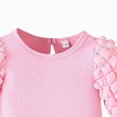 thumbnail image 4 of masbird Newborn Baby Girl Clothes Infant Rib Frill Long Sleeve Romper Flared Pants Headband 3pcs Fall Winter Outfits,Pink,1-3 M, 4 of 7