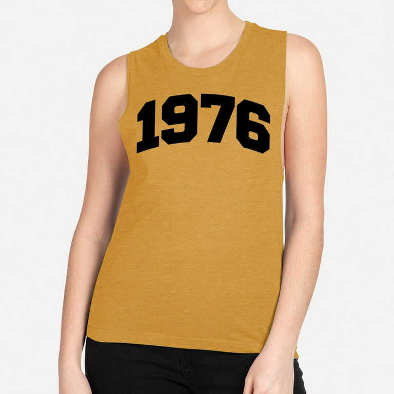 1976 College Style Women's Muscle Tank X-Small Antique Gold