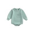 thumbnail image 1 of Fortune Unisex Baby Sweatshirt Rompers Infant Solid Color Long Sleeve Jumpsuit 0-2Y, 1 of 5