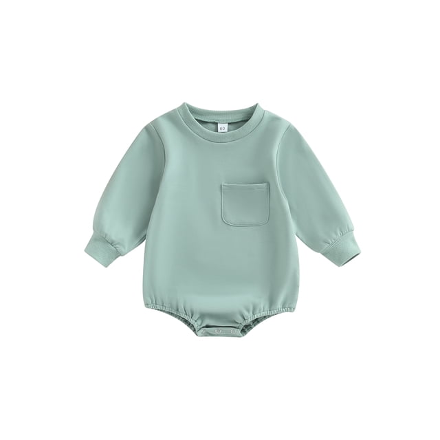 Fortune Unisex Baby Sweatshirt Rompers Infant Solid Color Long Sleeve Jumpsuit 0-2Y