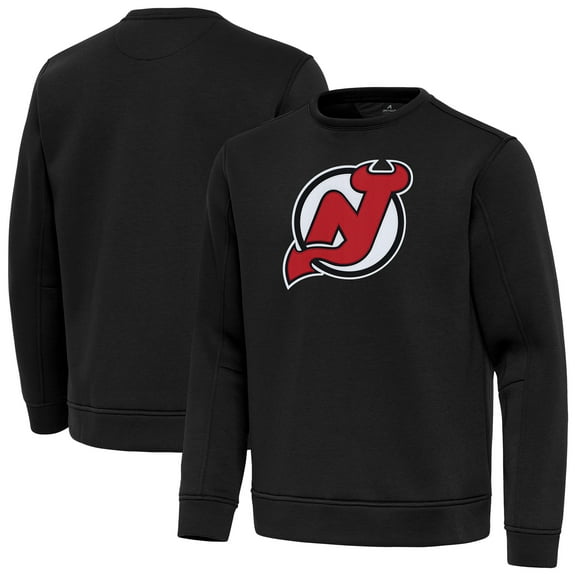 Men's Antigua Black New Jersey Devils Relevant Lightweight Pullover Sweatshirt