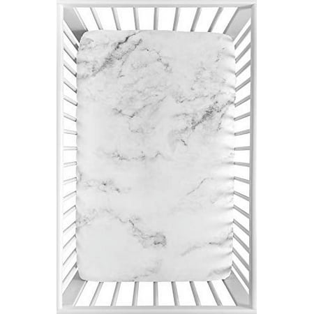UPC: 0846480067771 | Marble Black and White Collection Mini Crib Sheet