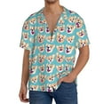thumbnail image 1 of Fotbe Cute Corgi Head Camisa Estampada de Manga Corta para Hombre, Casual de Verano, Estilo Playero, Sin Arrugas-Large, 1 of 5