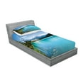 thumbnail image 2 of Ambesonne Landscape Fitted Sheet & Pillow Sham Set, Canadian Lake Castle, Twin, Turquoise Green, 2 of 2