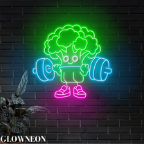 Glowneon Broccoli Gymmer Led Sign, Healthy Broccoli Gym Room Decor