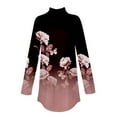 thumbnail image 4 of UoCefik Womens Athletic Tops Long Sleeve Turtleneck Shirts Plus Size Turtle Neck Tunic Tops To Wear with Leggings Floral Print Loose Fit Blouses Winter Sweatshirts Trendy Fall Clothes Deep Red XL, 4 of 5