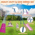 thumbnail image 6 of 5-in-1 Metal Swing Set for Backyard, Kids Outdoor Playground Playset with Slide, Saucer & Single Belt Swings, Basketball Hoop + Soccer Goal, Heavy Duty A-Frame for Ages 3–10, 6 of 8