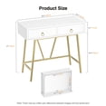 thumbnail image 3 of Eumyviv 41"H Modern Makeup Vanity Table with Drawer, Wood Home Office Writing Desk White Computer Desk Study Table , D0002, 3 of 3