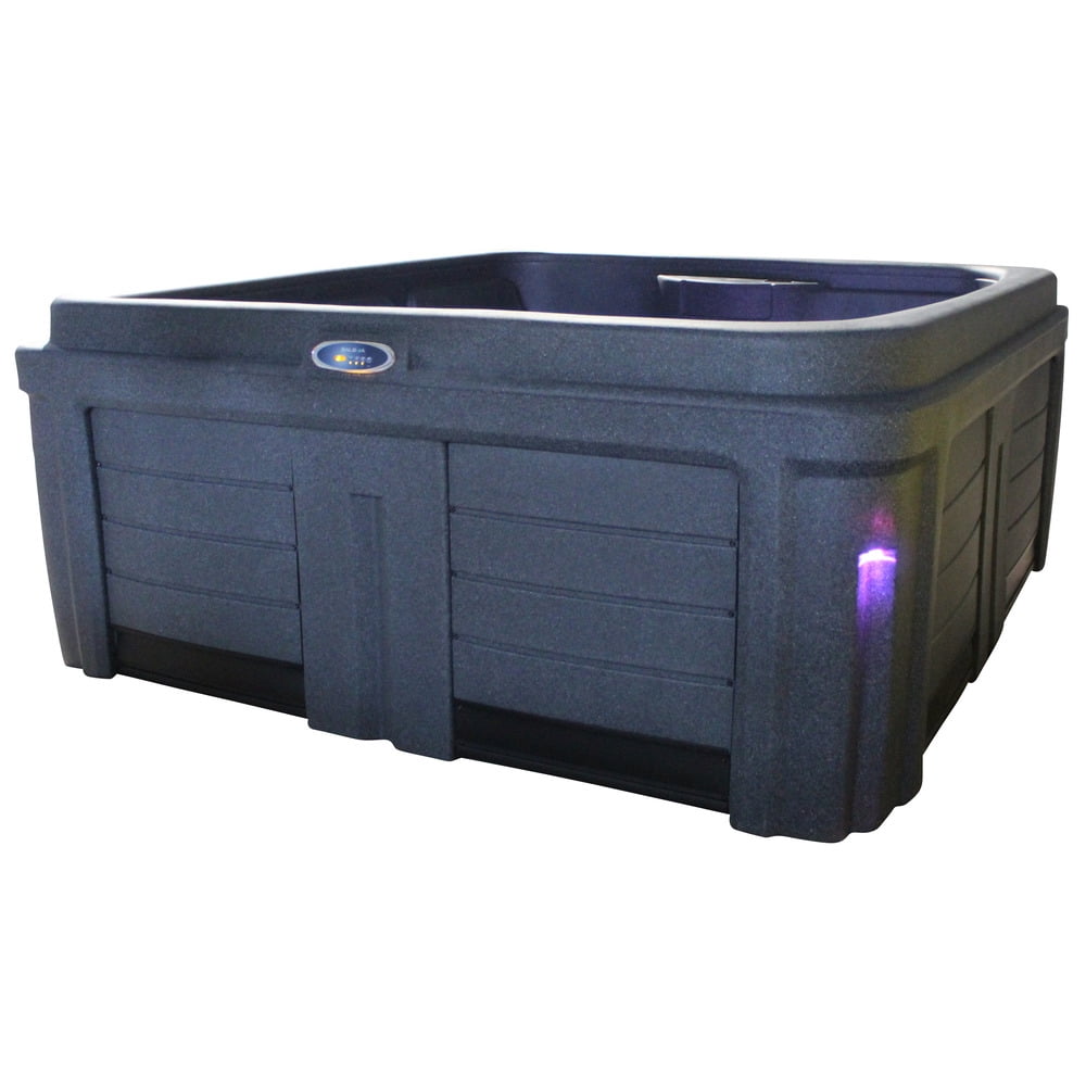Origin 5‑Person 30‑Jet Lounger Plug & Play Hot Tub – 120V/240V, Stainless Steel Heater, Ozone System, Waterfall & LED Lighting (Gray)