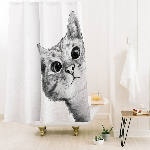 Society6 Laura Graves Sneaky Cat Shower Curtain 71" x 74"