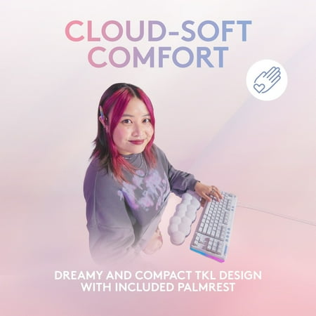 Logitech - G713 Aurora Collection TKL Wired Mechanical Tactile Switch Gaming Keyboard for PC/Mac with Palm Rest Included - White Mist