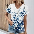thumbnail image 2 of PVCS Womens Tops Women's Fashion Casual Printed Short Sleeve Button V-Neck Top Blouse, 2 of 4