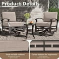 thumbnail image 4 of ASJMR 3PCS Aluminum Armrest Sofa with 2 Swivel Rocking Chairs & 45" Fire Pit Table & Glass Top Table,Outdoor Patio Furniture Conversation Set,Sand, 4 of 7