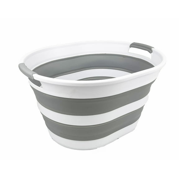 SAMMART 23L (6 Gallons) Collapsible Plastic Laundry Basket - Oval Tub / Basket - Foldable Storage Container / Organizer - Portable Washing Tub - Space Saving Laundry Hamper