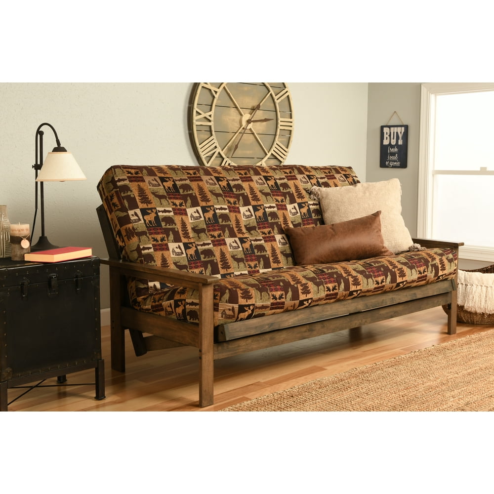 Albany Futon in Rustic Walnut Finish, Multiple Colors