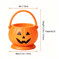 thumbnail image 3 of Boovnll Halloween Candy Bucket, Light Up Plastic Pumpkin Trick or Treat Bucket with Anti-Spill Base, 6 in Foldable Reusable Candy Bowl for Kids Party Decor, Orange, 3 of 8