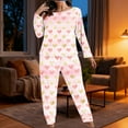thumbnail image 2 of Lovzfmll Pajama Set for Women, Big & Tall Valentine's Print Set, Long Sleeve Lounge Top and Pants, Cozy Sleepwear Pink-D, 4XL, 2 of 7