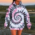 thumbnail image 2 of Sriper Women's Crewneck Sweatshirts, Lightweight Tie-Dye Hoodie with Fleece Liner, Casual Gym Wear, Tunic Pullover Tops, Fall Winter Clothes, Trendy Oversized Fit, Soft & Cozy Fabric Pink 2X, 2 of 5