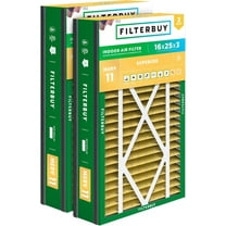 Filterbuy 16x25x3 MERV 11 Allergen Defense, Pleated HVAC AC Furnace Air Filters for Trion Air Bear, Lennox X0581, and More (2-Pack)