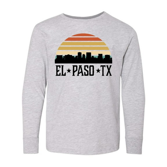 Inktastic El Paso Texas Skyline Retro Long Sleeve Youth T-Shirt