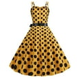 thumbnail image 3 of Women's Summer Retro Vintage Polka Dot Print Tea Party Prom Dress Sleeveless Camis Cocktail Party Swing Midi Dress, 3 of 3