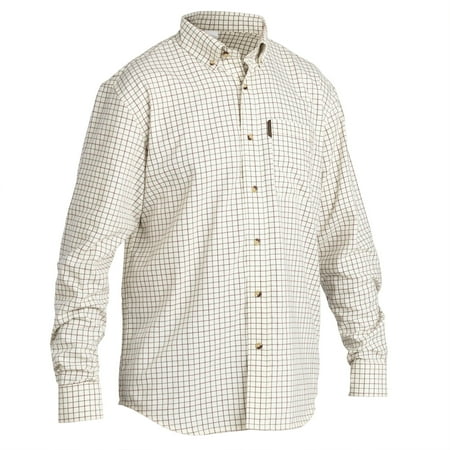 Men's Hunting Long-sleeved Breathable Cotton Shirt - 100 checked white