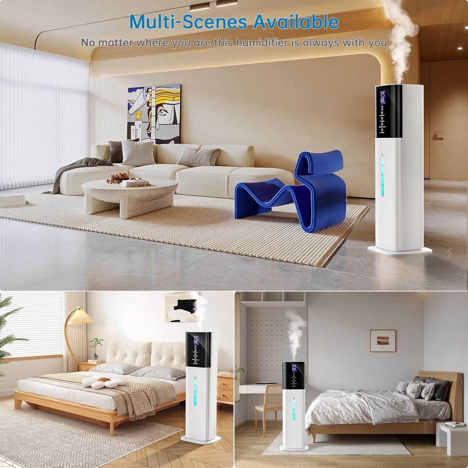 Humidifiers Large Room Bedroom with 7 Colors Light, 8L 2.1Gal Quiet Ultrasonic Cool Mist Topfill Humidifier with 3 Speed Humidistat Essential Oil Tray for Baby Home Plant Yoga Sleep