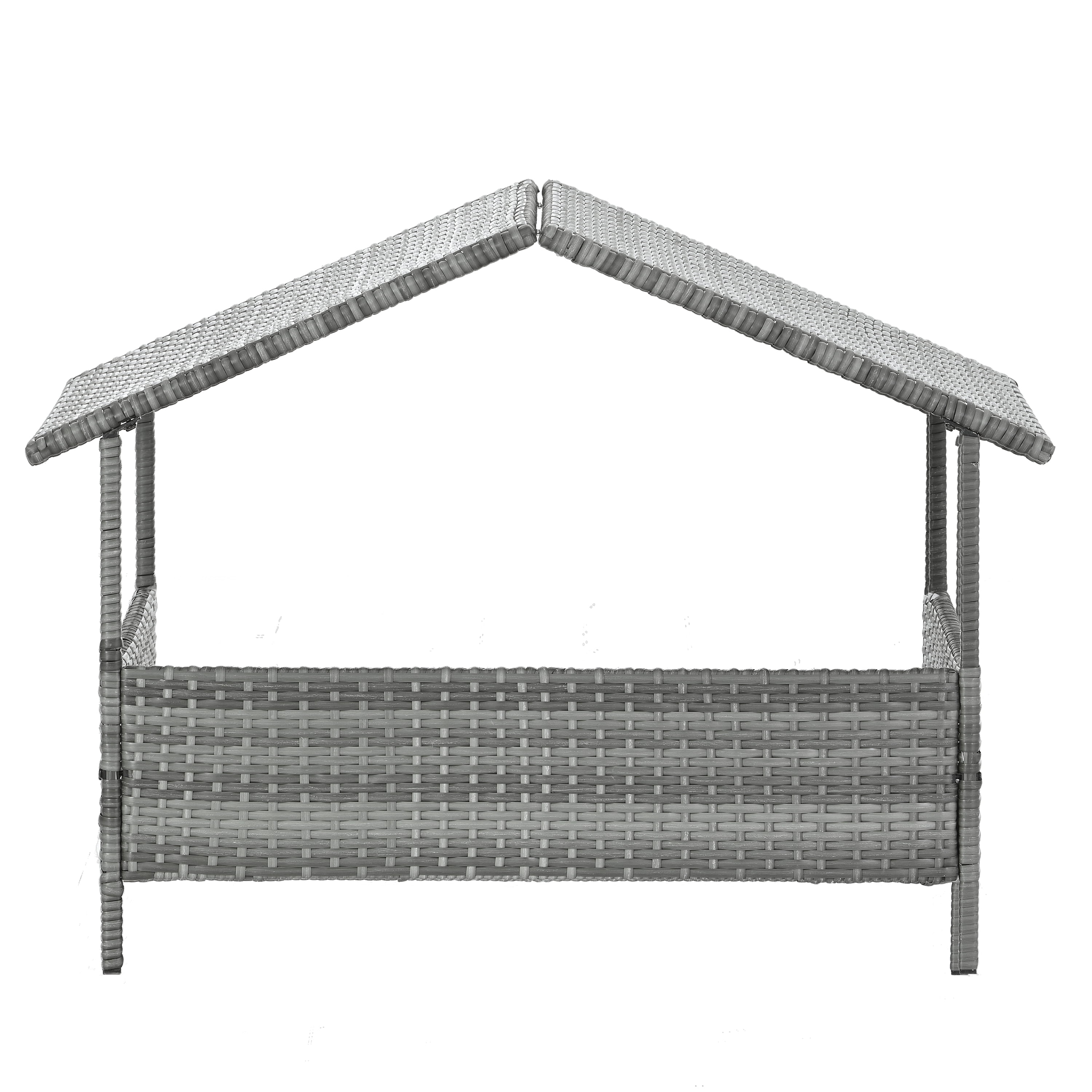 ZephyPaws 38.5" Dog Bed with Canopy, PE Wicker Patio Pet Bed, Elevated Indoor/Outdoor Lounger with 2" Cushion, UV-Resistant, Powder-Coated Metal Frame, Zippered Washable Cover, Dark Gray