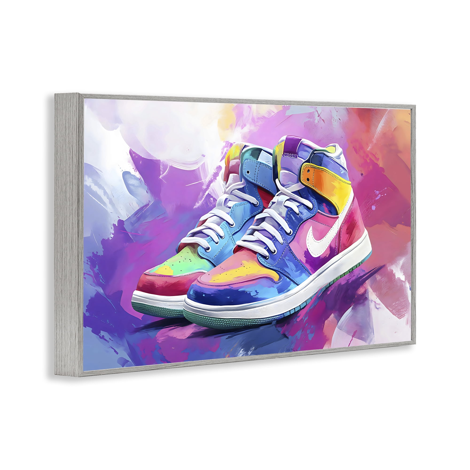 Stupell Industries Stylish Vintage Sneakers Gray Framed Giclee Art, design by Creative Studio