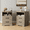 Gray-2PCS, variant on Nightstand with Drawers for Bedroom, Farmhouse End Table with Charging Station, 2 Drawers Storage for Bedroom, White
